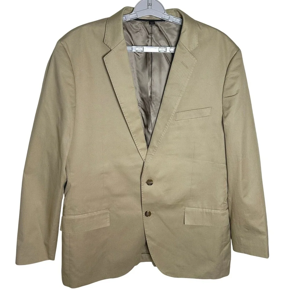 J.Crew Blazer Mens 44R Tan Ludlow Larusmiani Cotton Two Button Sport Coat